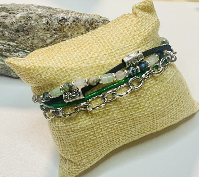 Équilibre Argent COLLECTION LEONÂ,Aventurine Agate Arbre 