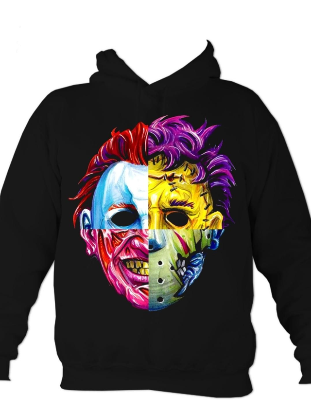 Horror Icon Face Mashup Overhead Hoodie