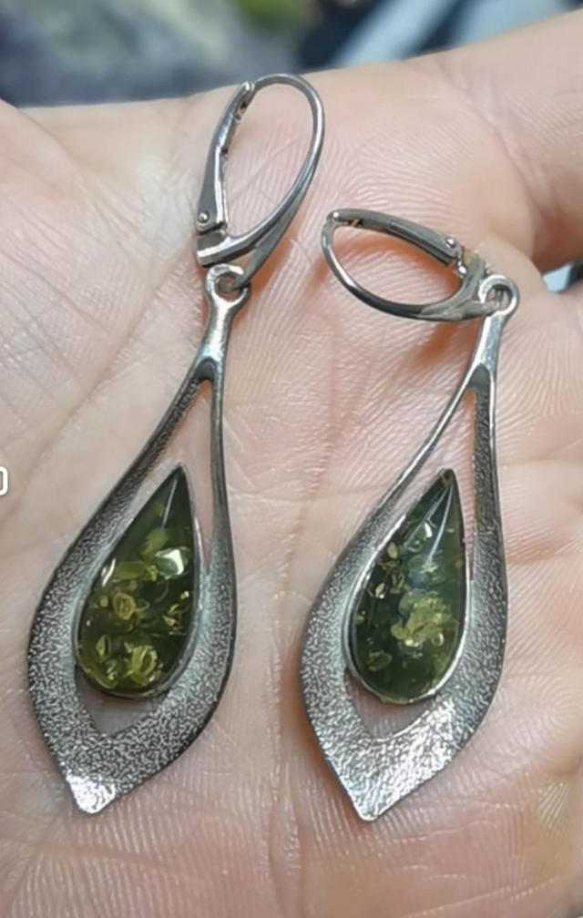 Boucles d'oreilles ambre sur argent 625 - Communication fluide