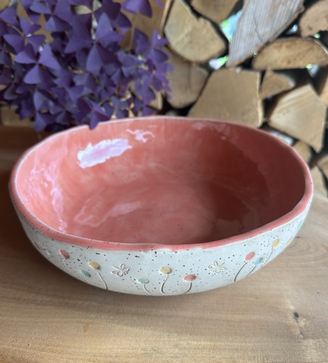 Große Schale - Blümchen rosa