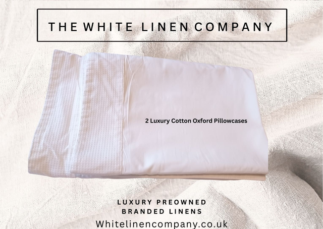 2 White 100% Cotton Oxford Pillowcases