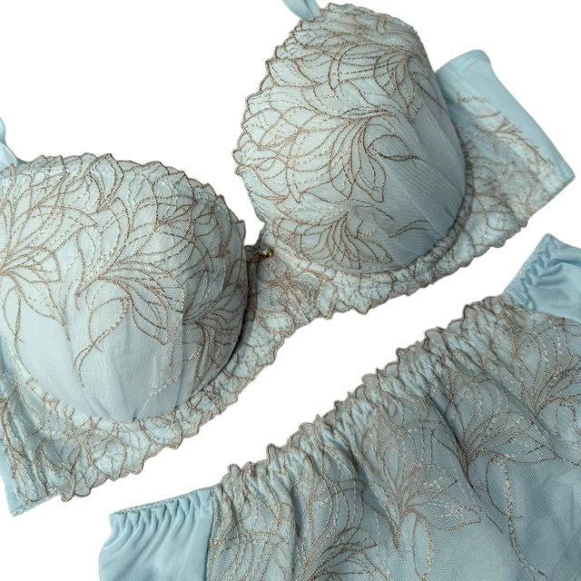 Pink and Purple Floral Japanese Bra + Underwear Set UK 36A, 36C