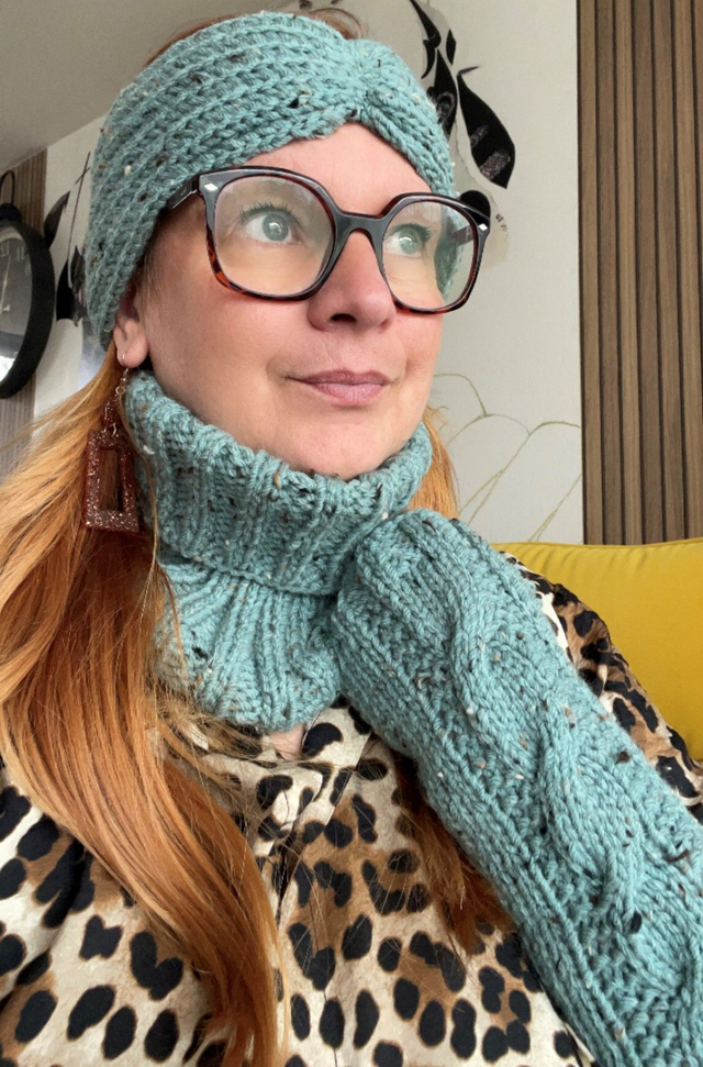 Tour de cou laine Tweed Vert pistache