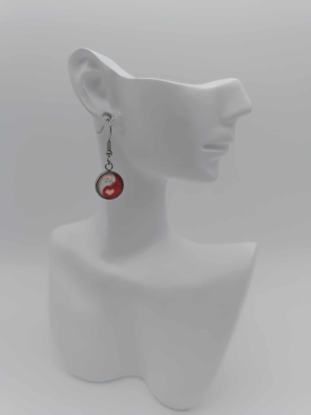 Boucles d&#039;oreilles cabochons Yin et Yang  