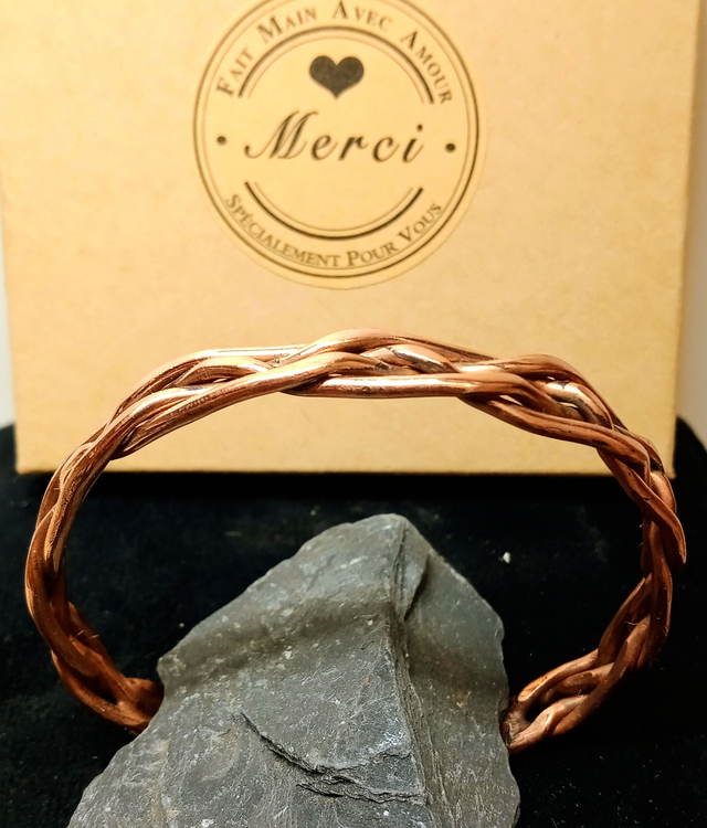 bracelet cuivre pur, tressé 4 fils